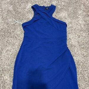 Lulus Headed To Cocktail Hour Royal Blue Halter Tulip Mini Dress - Size XL